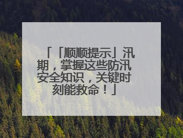 「顺顺提示」汛期，掌握这些防汛安全知识，关键时刻能救命！
