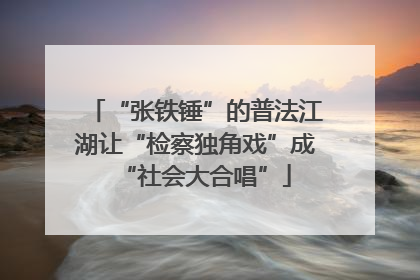 “张铁锤”的普法江湖让“检察独角戏”成“社会大合唱”