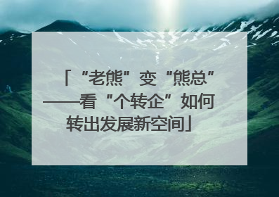 “老熊”变“熊总”——看“个转企”如何转出发展新空间
