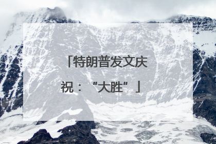 特朗普发文庆祝：“大胜”