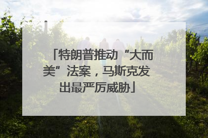 特朗普推动“大而美”法案，马斯克发出最严厉威胁