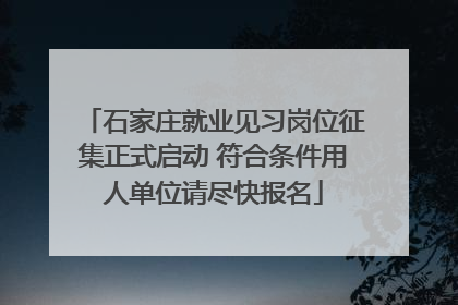 石家庄就业见习岗位征集正式启动 符合条件用人单位请尽快报名