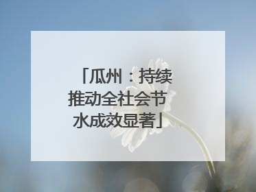 瓜州：持续推动全社会节水成效显著
