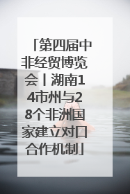 第四届中非经贸博览会丨湖南14市州与28个非洲国家建立对口合作机制