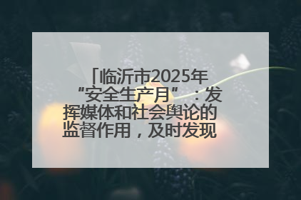 临沂市2025年“安全生产月”：发挥媒体和社会舆论的监督作用，及时发现并消除安全隐患