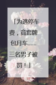 为逃停车费，竟套牌包月车……三名男子被罚！
