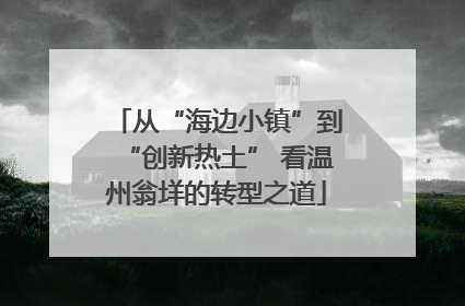 从“海边小镇”到“创新热土” 看温州翁垟的转型之道
