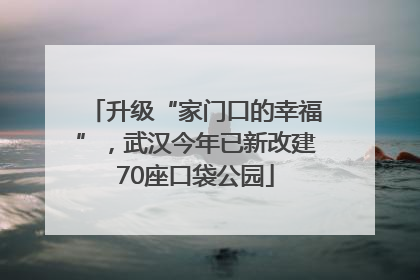 升级“家门口的幸福”，武汉今年已新改建70座口袋公园
