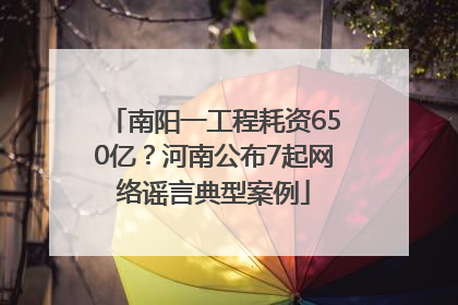南阳一工程耗资650亿？河南公布7起网络谣言典型案例