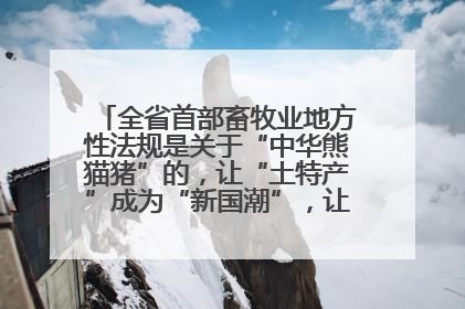 全省首部畜牧业地方性法规是关于“中华熊猫猪”的，让“土特产”成为“新国潮”，让“农产品”升格为“城市IP”