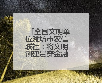 全国文明单位潍坊市农信联社：将文明创建贯穿金融为民全过程