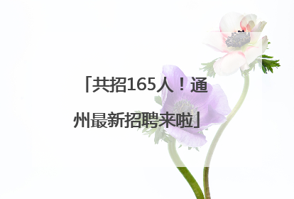 共招165人！通州最新招聘来啦