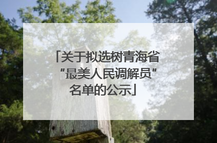 关于拟选树青海省“最美人民调解员” 名单的公示
