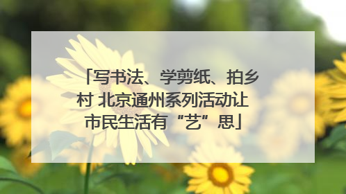 写书法、学剪纸、拍乡村 北京通州系列活动让市民生活有“艺”思