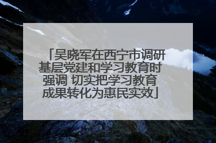 吴晓军在西宁市调研基层党建和学习教育时强调 切实把学习教育成果转化为惠民实效