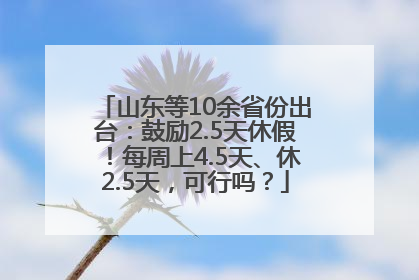 山东等10余省份出台：鼓励2.5天休假！每周上4.5天、休2.5天，可行吗？