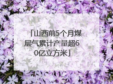 山西前5个月煤层气累计产量超60亿立方米