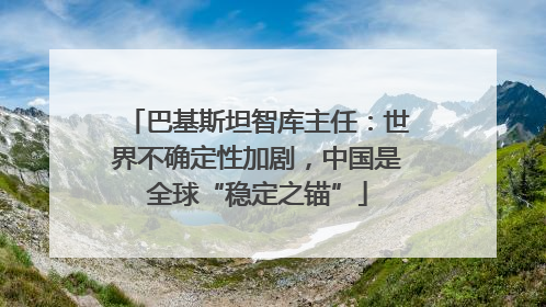 巴基斯坦智库主任：世界不确定性加剧，中国是全球“稳定之锚”