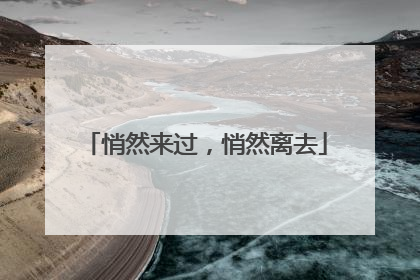 悄然来过，悄然离去