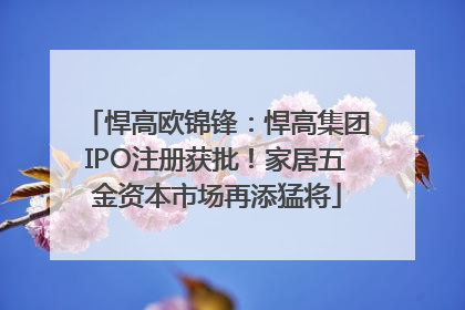 悍高欧锦锋：悍高集团IPO注册获批！家居五金资本市场再添猛将