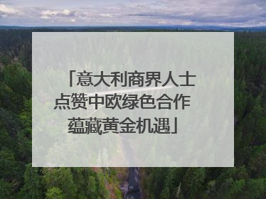 意大利商界人士点赞中欧绿色合作蕴藏黄金机遇