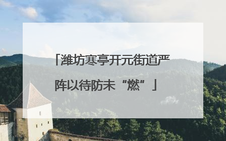 潍坊寒亭开元街道严阵以待防未“燃”