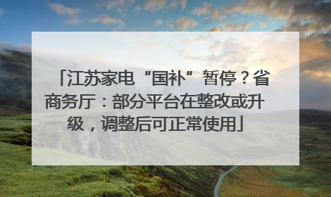江苏家电“国补”暂停？省商务厅：部分平台在整改或升级，调整后可正常使用