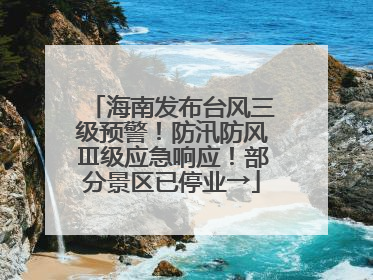 海南发布台风三级预警！防汛防风Ⅲ级应急响应！部分景区已停业→