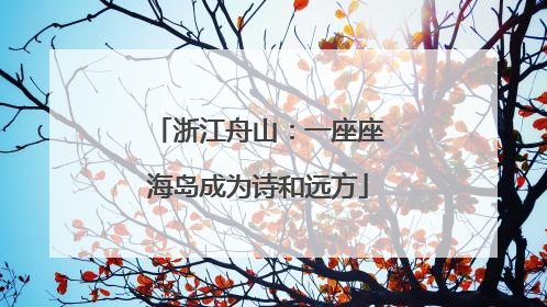 浙江舟山：一座座海岛成为诗和远方