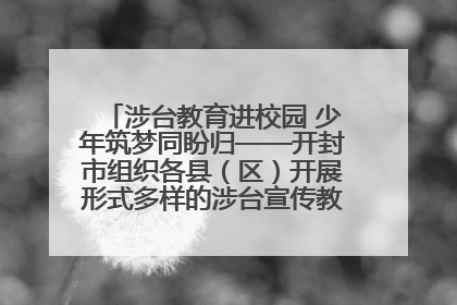 涉台教育进校园 少年筑梦同盼归——开封市组织各县（区）开展形式多样的涉台宣传教育进校园活动