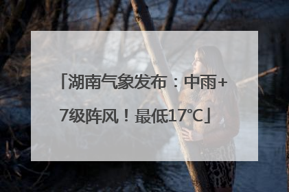 湖南气象发布：中雨+7级阵风！最低17℃