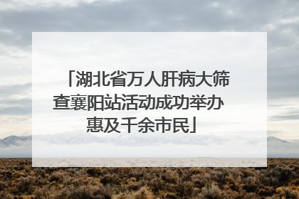 湖北省万人肝病大筛查襄阳站活动成功举办 惠及千余市民