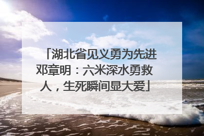 湖北省见义勇为先进邓章明：六米深水勇救人，生死瞬间显大爱