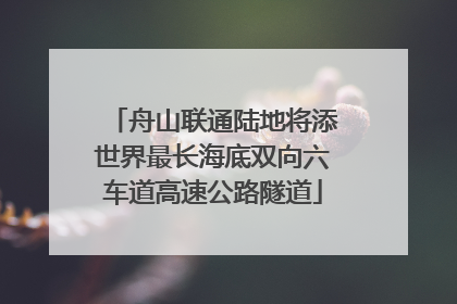 舟山联通陆地将添世界最长海底双向六车道高速公路隧道