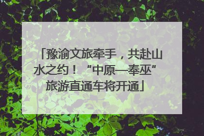 豫渝文旅牵手，共赴山水之约！“中原—奉巫”旅游直通车将开通