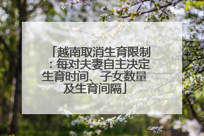 越南取消生育限制：每对夫妻自主决定生育时间、子女数量及生育间隔