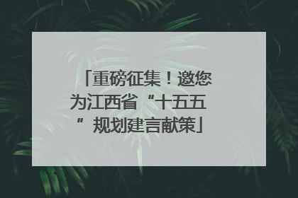 重磅征集！邀您为江西省“十五五”规划建言献策