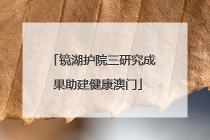 镜湖护院三研究成果助建健康澳门