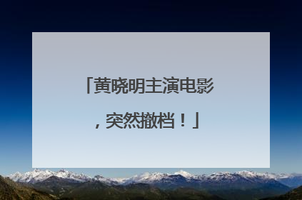 黄晓明主演电影，突然撤档！